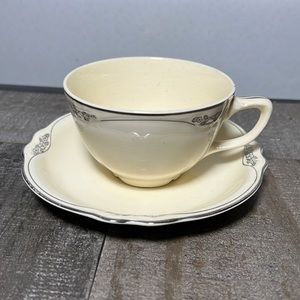 Vintage Homer Laughlin, Virginia Rose, Patrician Platinum Tea Cup and Saucer